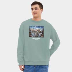 Мужской свитшот oversize без начеса хлопок Кибердеревня с новым годом - фото 2