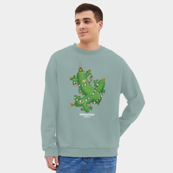 Мужской свитшот oversize без начеса хлопок Новогодний огурец Кибердеревня - фото 2