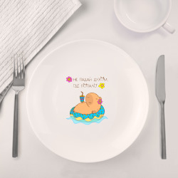 Набор: тарелка + кружка Мем капибара и пончик: не падай духом - фото 2