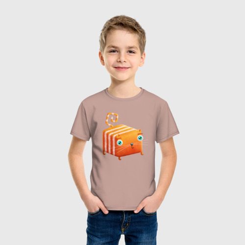 Детская футболка хлопок с принтом Кот Кубокот, фото на моделе #1