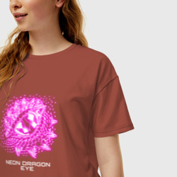 Женская футболка хлопок Oversize Neon dragon eye - фото 2