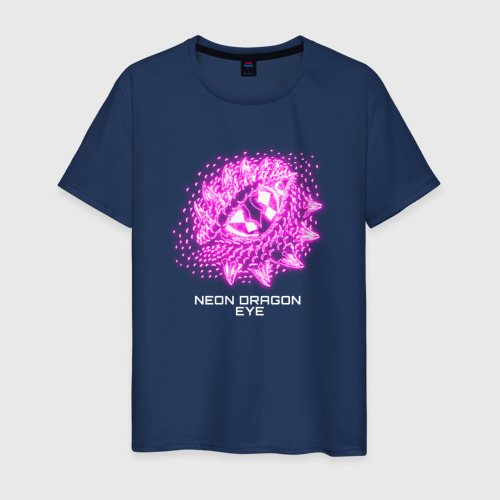 Мужская футболка из хлопка с принтом Neon dragon eye, вид спереди №1