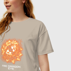 Женская футболка хлопок Oversize Fiery dragon eye - фото 2