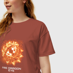 Женская футболка хлопок Oversize Fiery dragon eye - фото 2