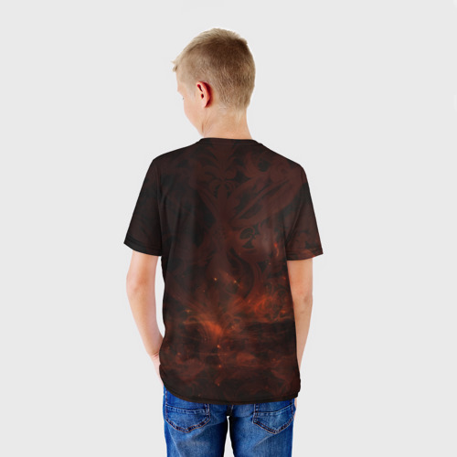 Детская футболка 3D с принтом Рыжая воительница, вид сзади #2