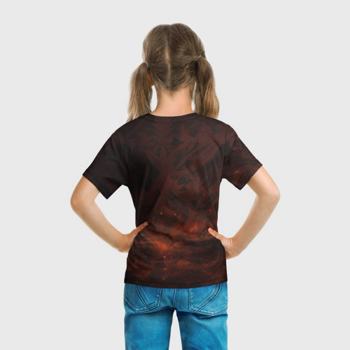 Детская футболка 3D с принтом Рыжая воительница, вид сзади #2