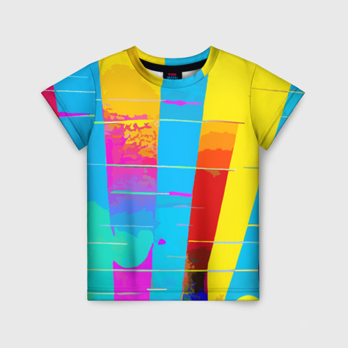 Детская футболка 3D с принтом Цветная абстракция - поп арт, вид спереди #2