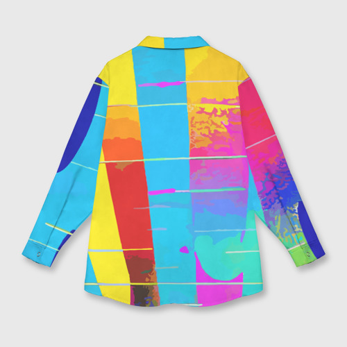 Мужская рубашка oversize 3D с принтом Цветная абстракция - поп арт, вид сзади #1