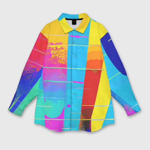 Мужская рубашка oversize 3D с принтом Цветная абстракция - поп арт, вид спереди #2