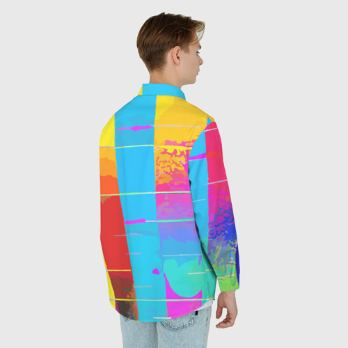 Мужская рубашка oversize 3D с принтом Цветная абстракция - поп арт, вид сзади #2