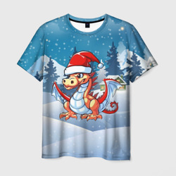 Мужская футболка 3D Милый  маленький  новогодний  дракон  2024  года