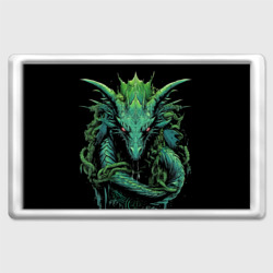 Магнит 45*70 Зеленый яркий неоновый дракон 2024 год