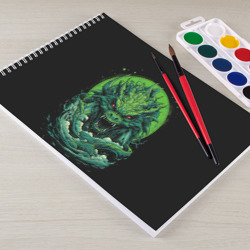 Альбом для рисования Зеленый яркий неоновый дракон  2024  год - фото 2