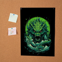 Постер Зеленый яркий неоновый дракон  2024  год - фото 2