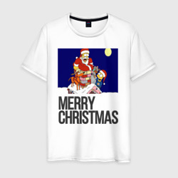 Мужская футболка хлопок Merry Christmas Simpsons