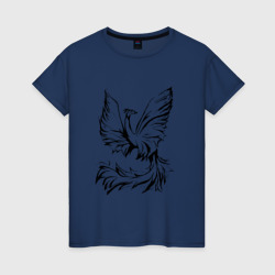Женская футболка хлопок Птица феникс очертание
