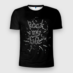 Мужская футболка 3D Slim Rock my life чёрный
