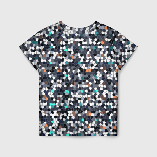 Детская футболка 3D с принтом Мозаика серый, вид сзади #1
