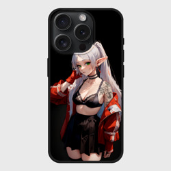 Чехол силиконовый для Apple iPhone 15 Pro матовый Фрирен в красной куртке оголена