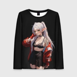 Женский лонгслив 3D Фрирен в красной куртке оголена