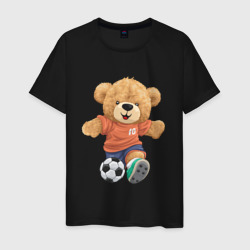 Мужская футболка хлопок Плюшевый медвежонок футболист