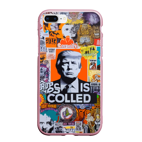 Чехол для iPhone 7Plus/8 Plus матовый Donald Trump - american сollage, цвет розовый