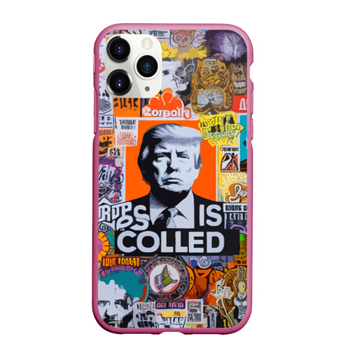 Чехол для iPhone 11 Pro Max матовый Donald Trump - american сollage, цвет малиновый