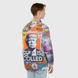 Рубашка с принтом Donald Trump - american сollage для любого человека, вид сзади №2. Цвет основы: белый