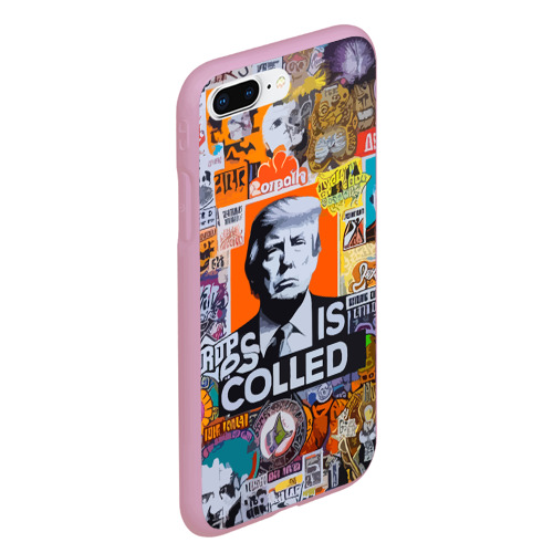Чехол для iPhone 7Plus/8 Plus матовый Donald Trump - american сollage, цвет розовый - фото 3