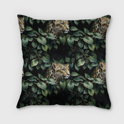 Подушка 3D Ягуар в тропической листве
