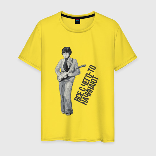 Мужская футболка из хлопка с принтом Гитарист из прошлого, вид спереди №1