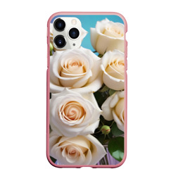 Чехол для iPhone 11 Pro Max матовый Белые бутоны роз