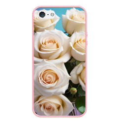 Чехол для iPhone 5/5S матовый Белые бутоны роз