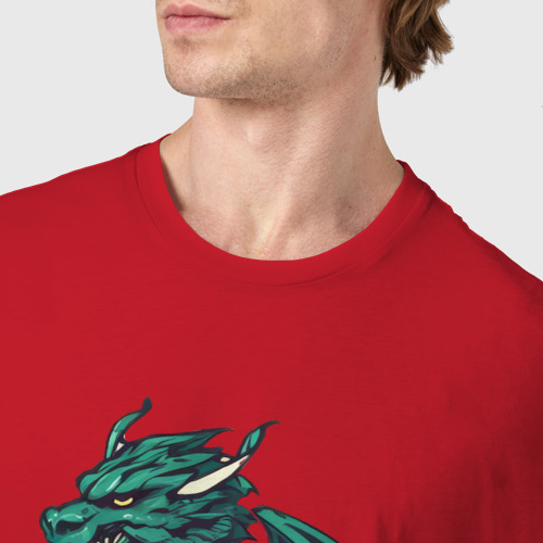 Мужская футболка хлопок с принтом Эмеральдовый дракон, фото #4