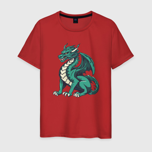 Мужская футболка хлопок с принтом Эмеральдовый дракон, вид спереди #2