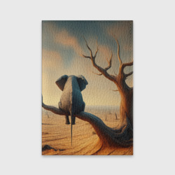 Обложка для паспорта матовая кожа Слон сидит на ветке сухого дерева