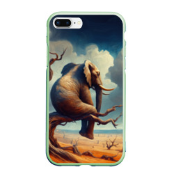 Чехол для iPhone 7Plus/8 Plus матовый Слон сидит на ветке дерева в пустыне