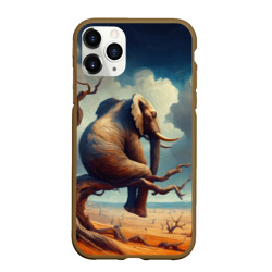 Чехол для iPhone 11 Pro Max матовый Слон сидит на ветке дерева в пустыне