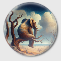 Значок Слон сидит на ветке дерева в пустыне