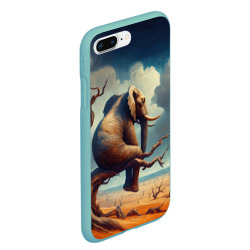 Чехол для iPhone 7Plus/8 Plus матовый Слон сидит на ветке дерева в пустыне - фото 2