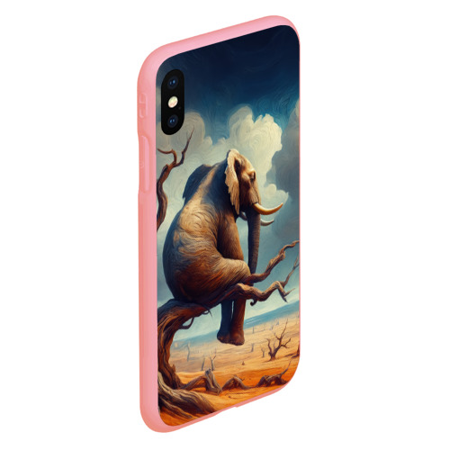 Чехол для iPhone XS Max матовый с принтом Слон сидит на ветке дерева в пустыне, вид сбоку #3