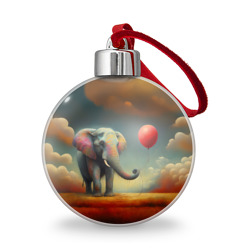 Ёлочный шар Грустный слон и красный шарик 