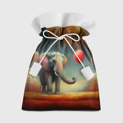 Подарочный 3D мешок Грустный слон и красный шарик 