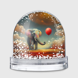 Игрушка Снежный шар Грустный слон и красный шарик 