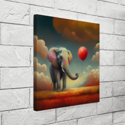 Холст квадратный Грустный слон и красный шарик  - фото 2