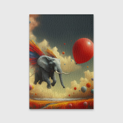 Обложка для паспорта матовая кожа Сюрреалистичный слон летит за шариком