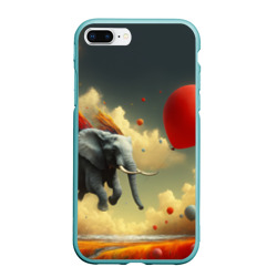 Чехол для iPhone 7Plus/8 Plus матовый Сюрреалистичный слон летит за шариком