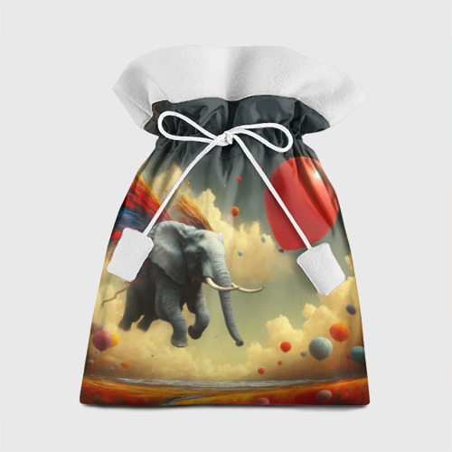 Подарочный 3D мешок Сюрреалистичный слон летит за шариком
