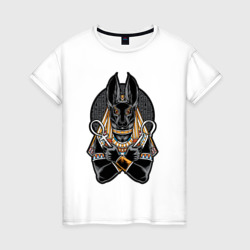 Женская футболка хлопок Анубис древнеегипетский бог