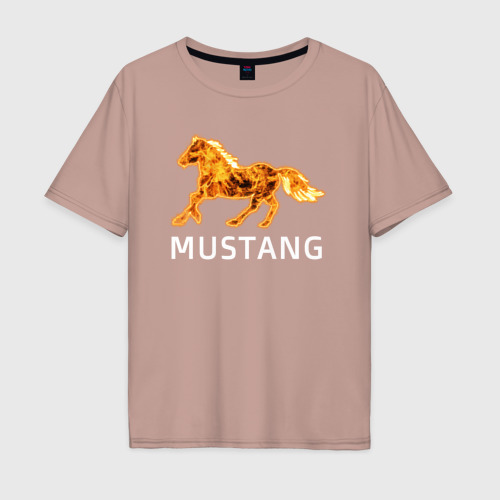 Мужская футболка хлопок Oversize с принтом Mustang firely art, вид спереди #2